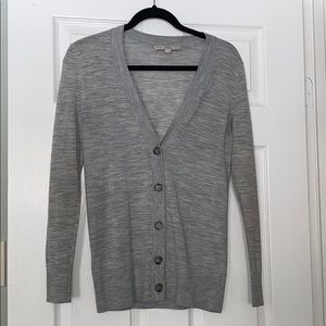 LOFT gray v-neck cardigan sweater